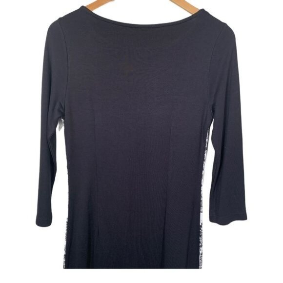 H&M Black White Colorblock Floral Sheath Dress M Workwear Fall - Picture 5 of 10